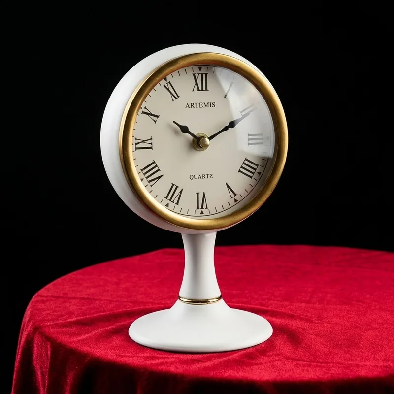 ساعت رومیزی آرتمیس سایز متوسط رنگ سفید مدل 1011B